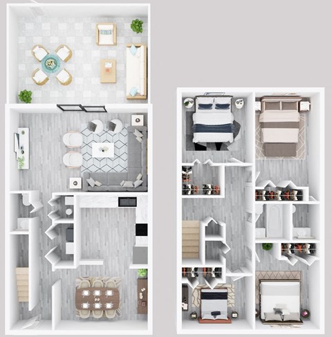 4-bedroom townhouse floor plan.